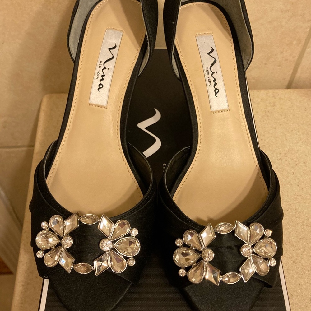Nina Black satin shoes